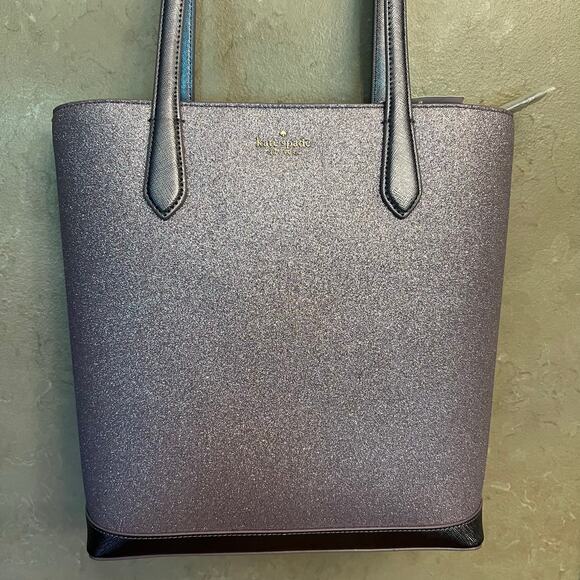 NWT Kate Spade Tinsel Lilac Frost Glitter Tote Bag - Picture 5 of 16